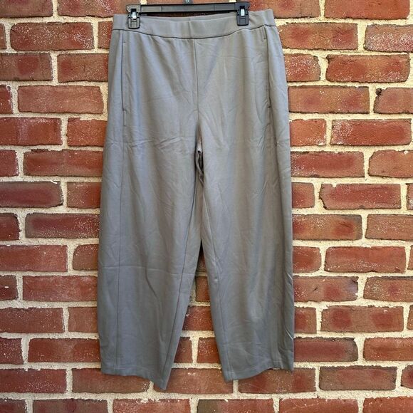 Eileen Fisher $218 Washable Flex Ponte Ankle Lantern Pants gray med NEW - Picture 1 of 8